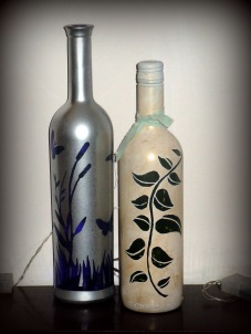 bottle lantern, painted bottle